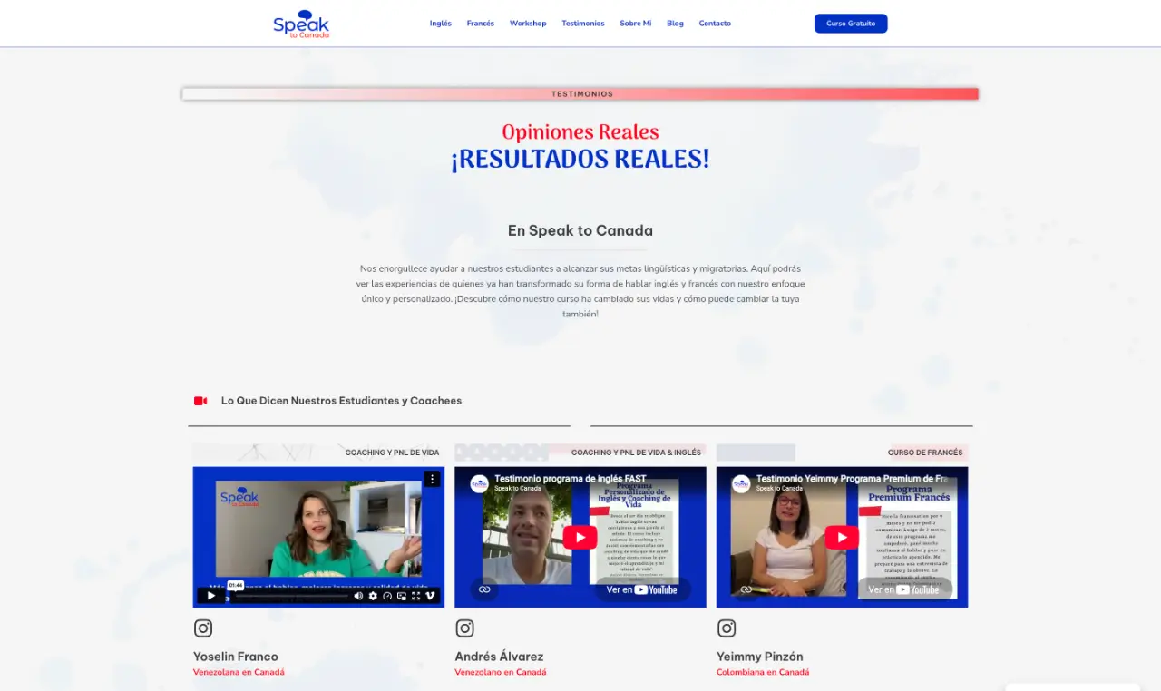 Speak To Canada - Testimonios